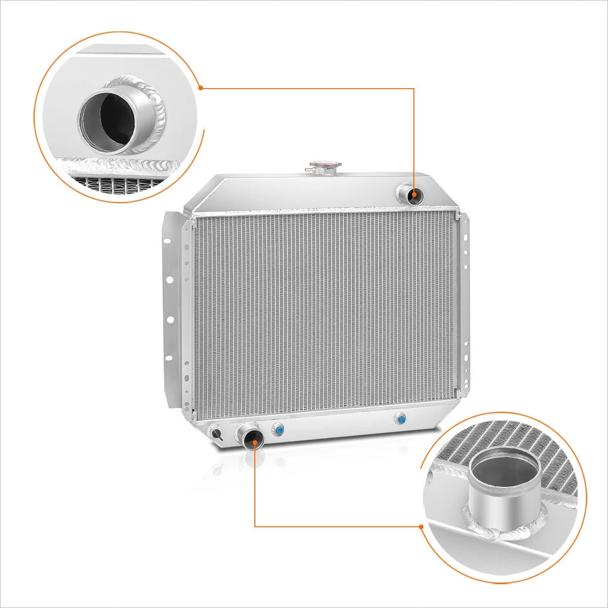 2-Row Aluminum Racing Radiator for Ford F-100/F-150/F-250/Bronco (1968–1979)