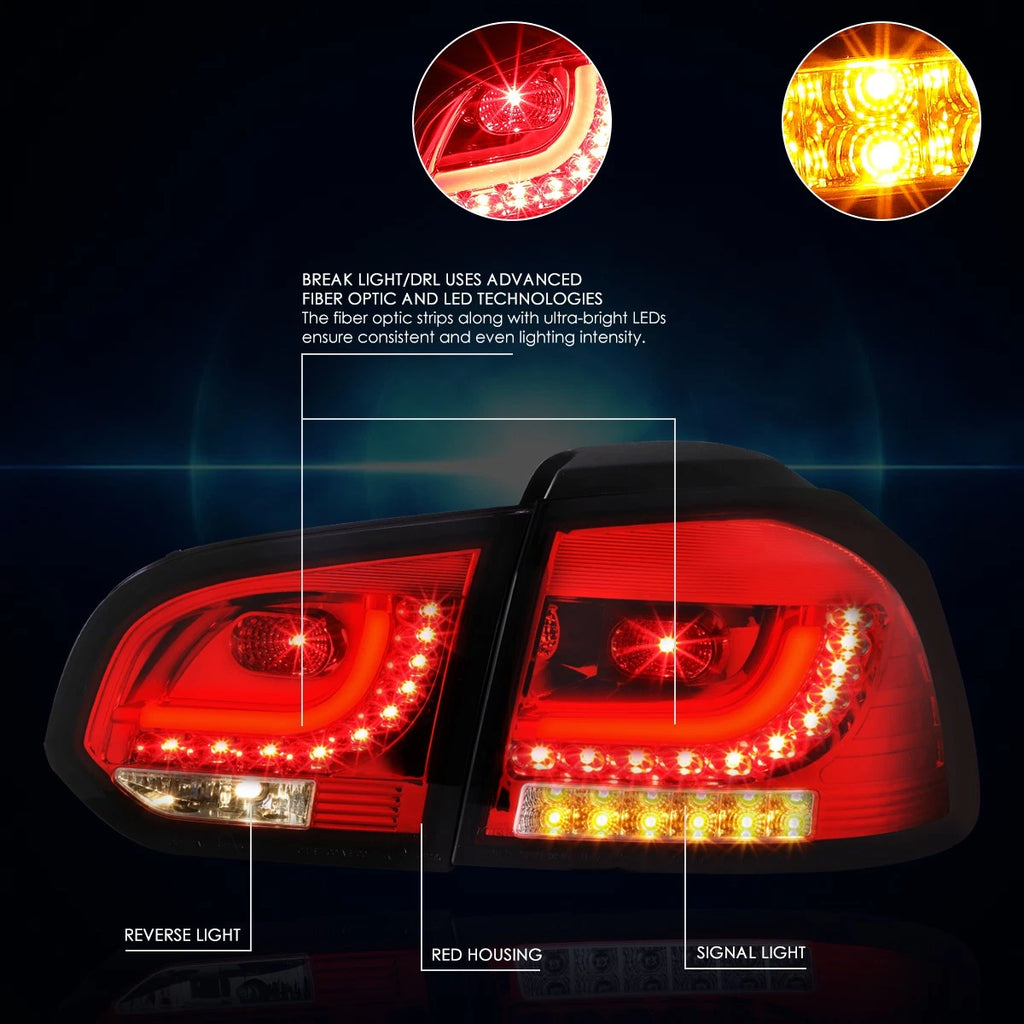 3D LED Bar Tail Light Brake/Reverse Lamp for VW Golf Hatchback (2010–2014)