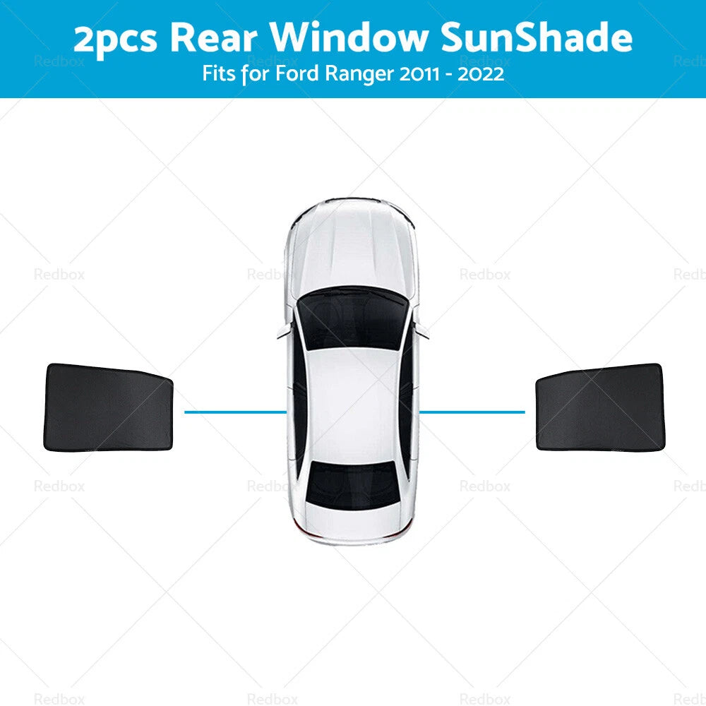 2X Rear Window Sun Shade for Ford Ranger (2011–2022) Mesh Car Sun Blind