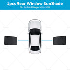 2X Rear Window Sun Shade for Ford Ranger (2011–2022) Mesh Car Sun Blind