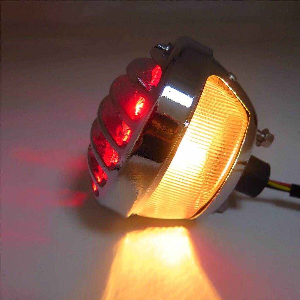 LED Tail Brake Light Grille for - Chrome, Red Lens