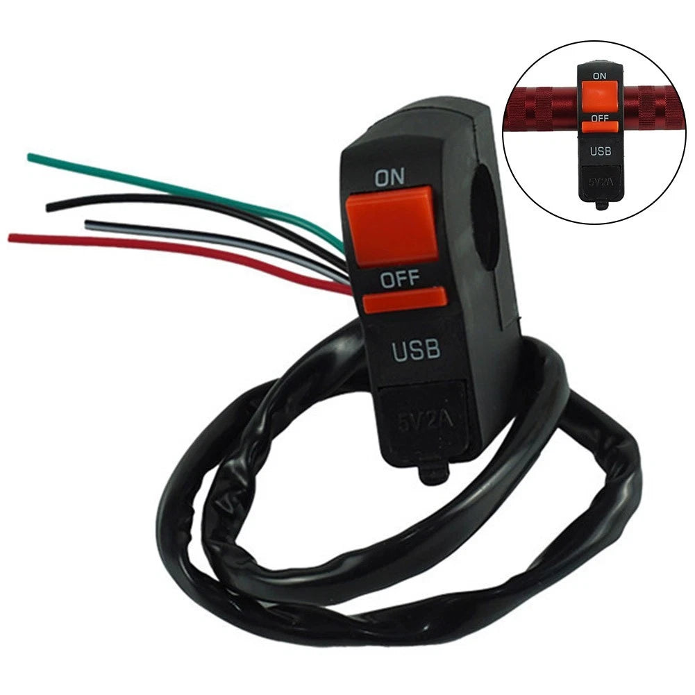 12V Waterproof Charger Switch for Motorcycles and ATVs (USB Output)
