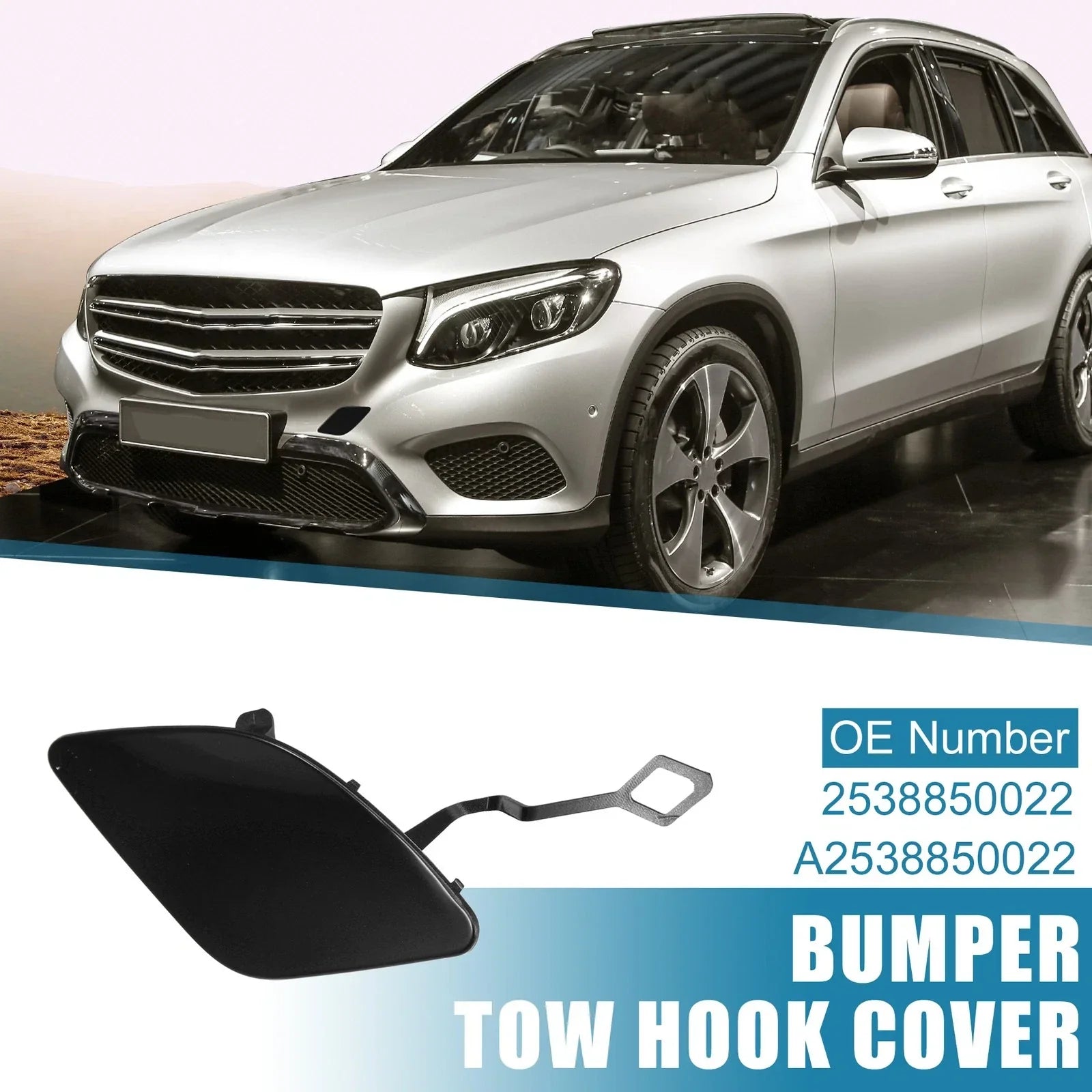 Front Bumper Tow Hook Cap for Mercedes-Benz GLC Class (2016-2023) Gloss Black