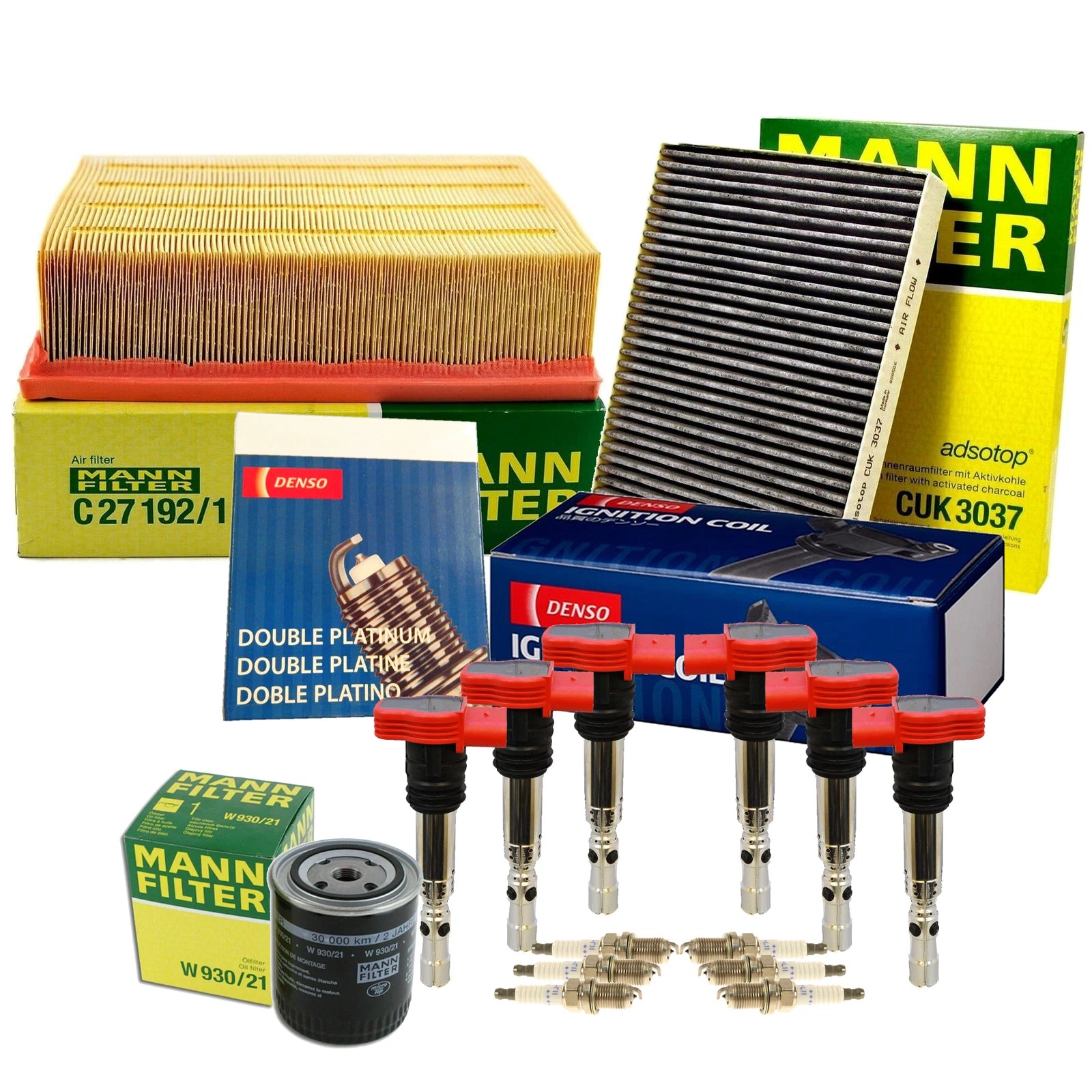 Set of 6 Double Platinum Spark Plugs & Coils for Audi V6