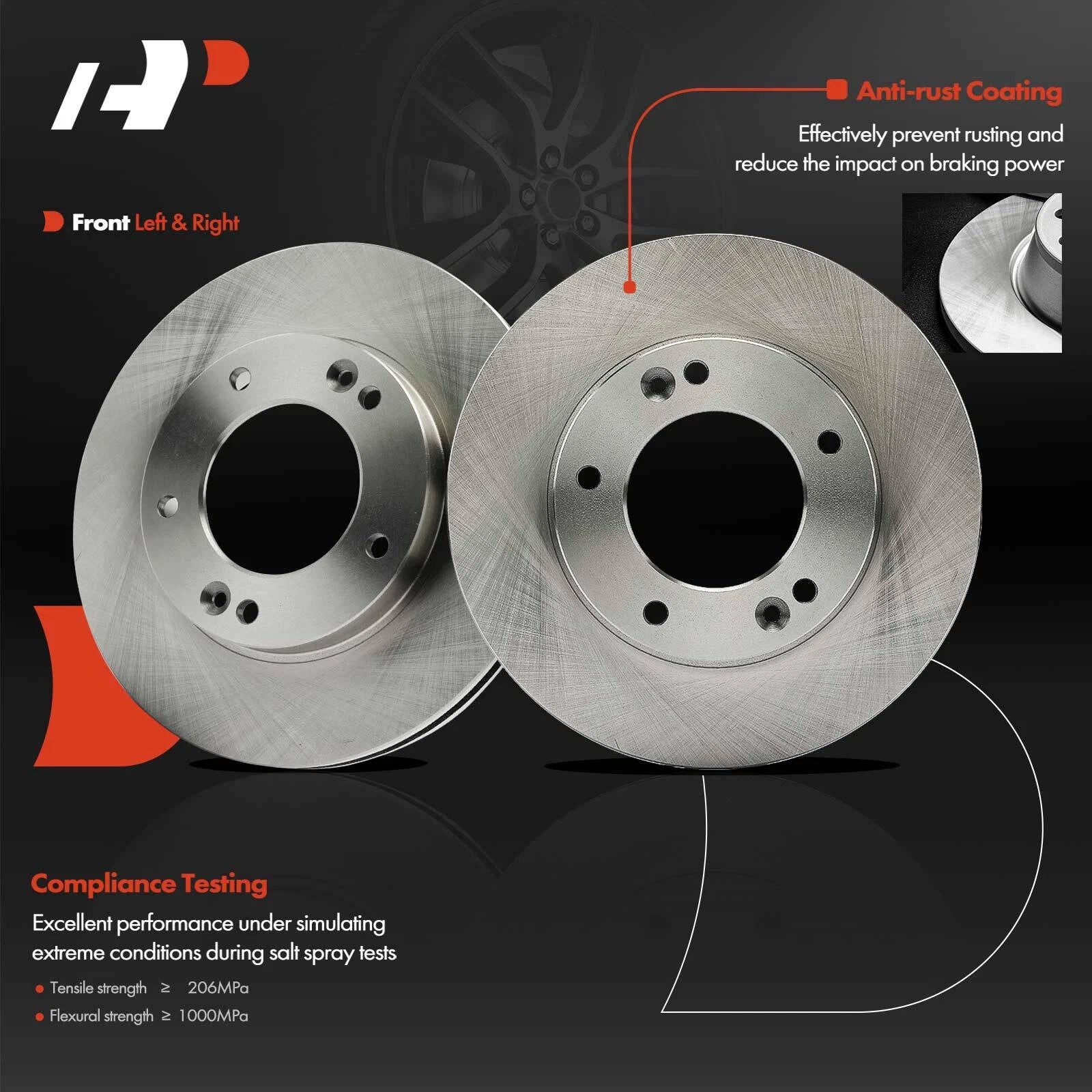 Front Disc Brake Rotors & Ceramic Pads for Kia Sorento (2003-2006)