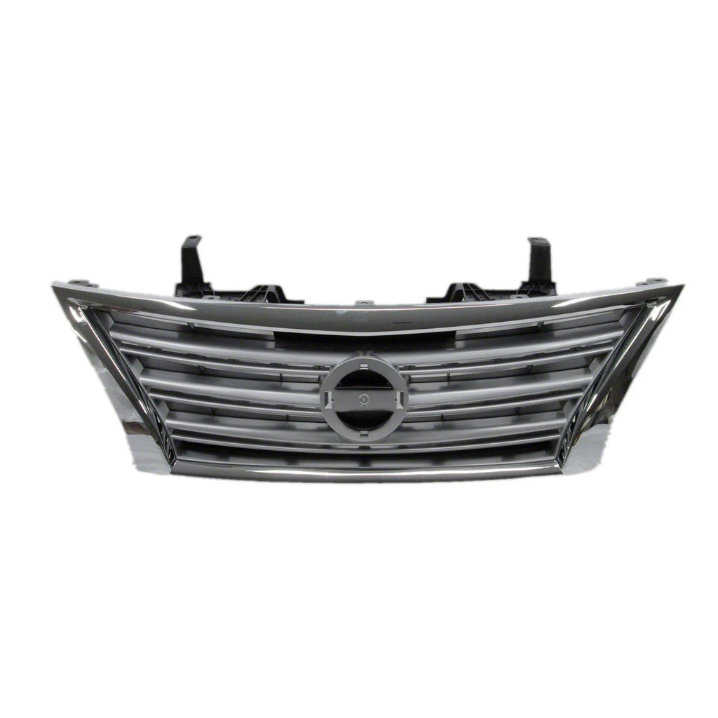 Replacement Silver Chrome Plastic Front Grille For 2013-2015 Nissan Sentra