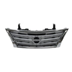 Replacement Silver Chrome Plastic Front Grille For 2013-2015 Nissan Sentra