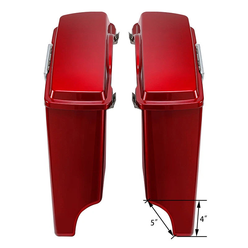 5" Red Stretched Hard Saddlebags for Harley Touring Street Glide (1993–2013)