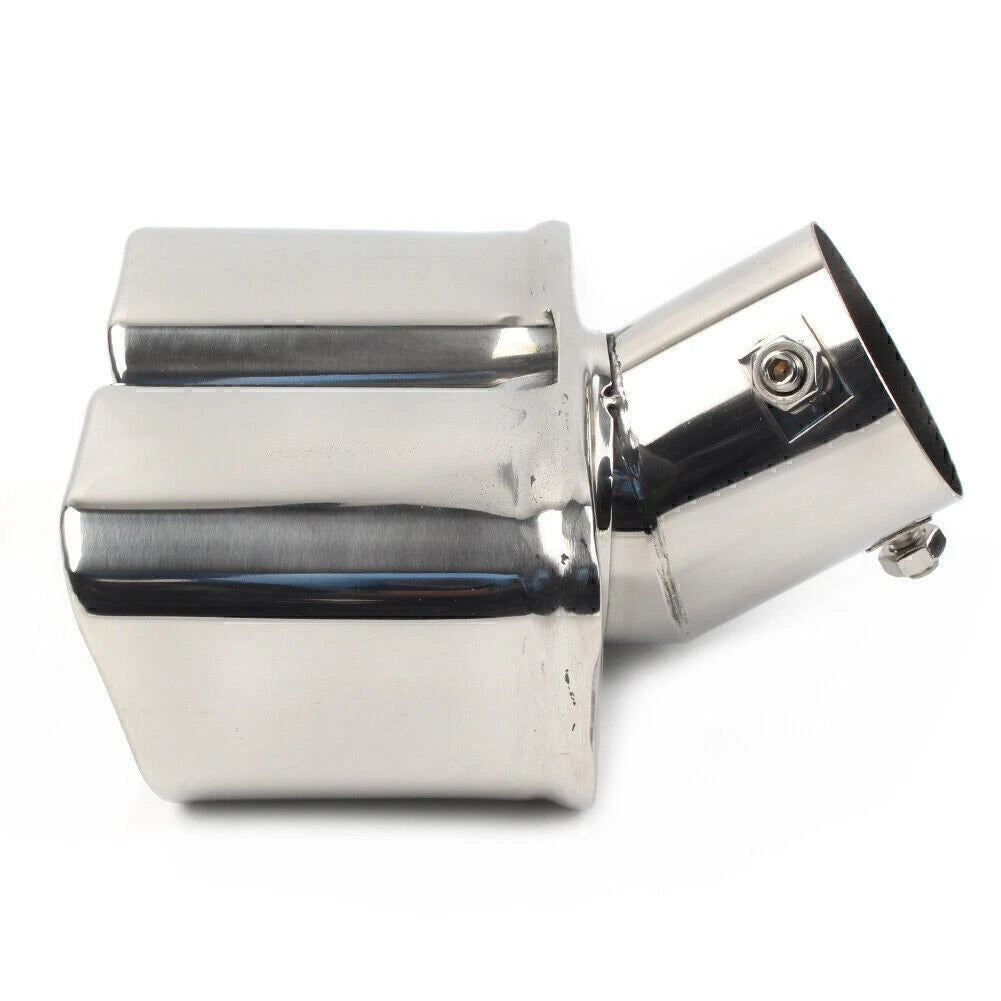 Universal Silver Dual Exhaust Pipe Tail Muffler Tip Square
