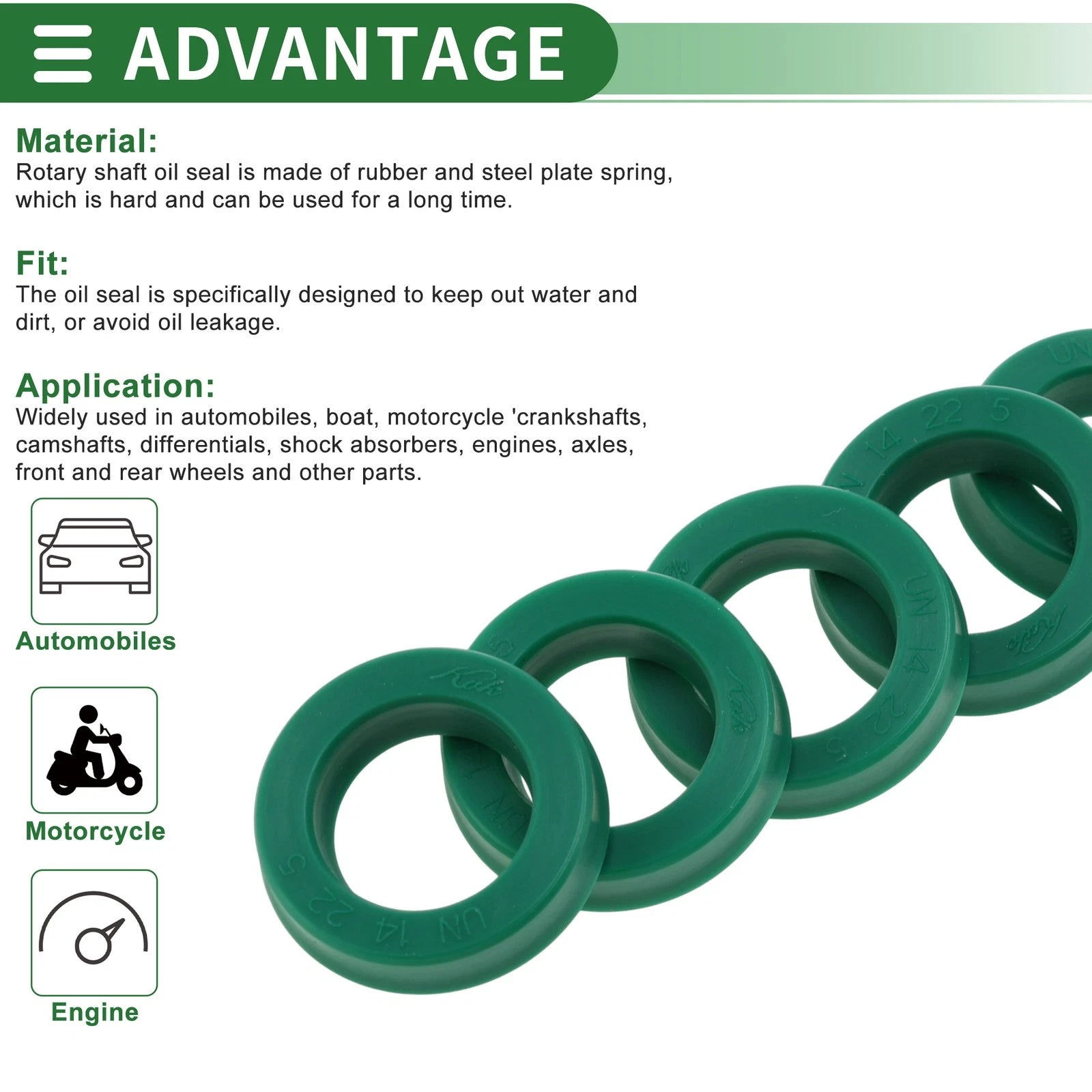 Set of 5 Oil Seal Ring 14x22x5mm for Rotary Shaft (High Pressure)