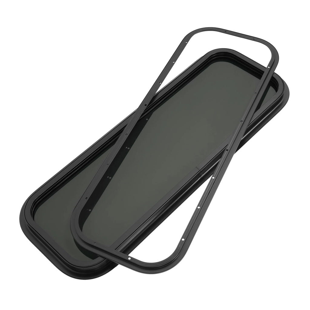 Black Screen RV Window 12" X 35" with Trim Ring (Universal)