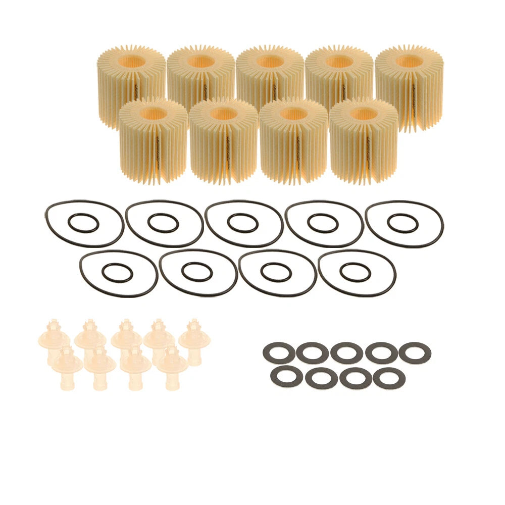 Set of 9 Engine Oil Filters and Gaskets for Toyota Scion Lexus