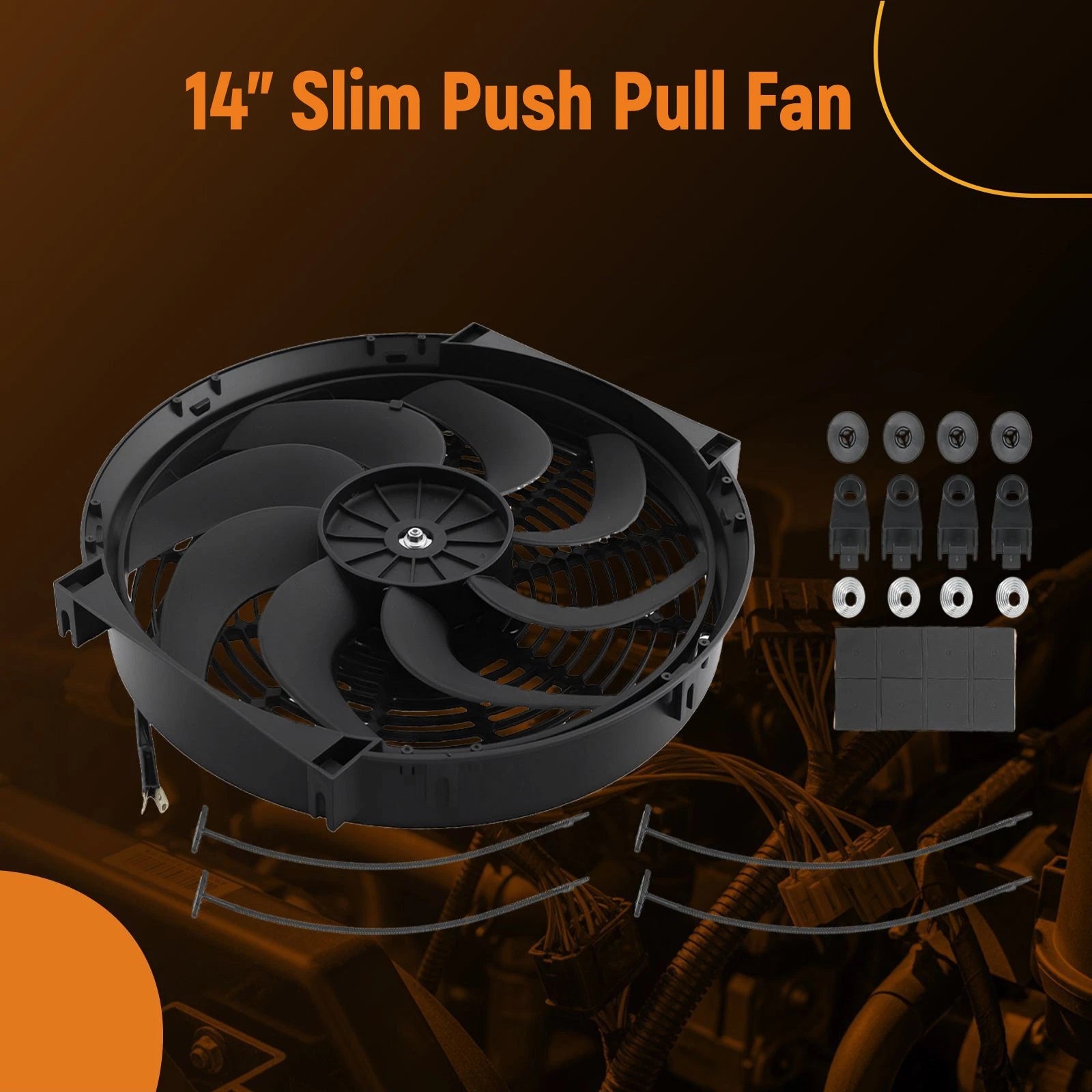 14 Inch Universal Push Pull Fan 800CFM 2900RPM for Engine 12V