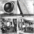 LED DRL Chrome Clear Projector Headlight for Cadillac Escalade ESV EXT (2007–2014)