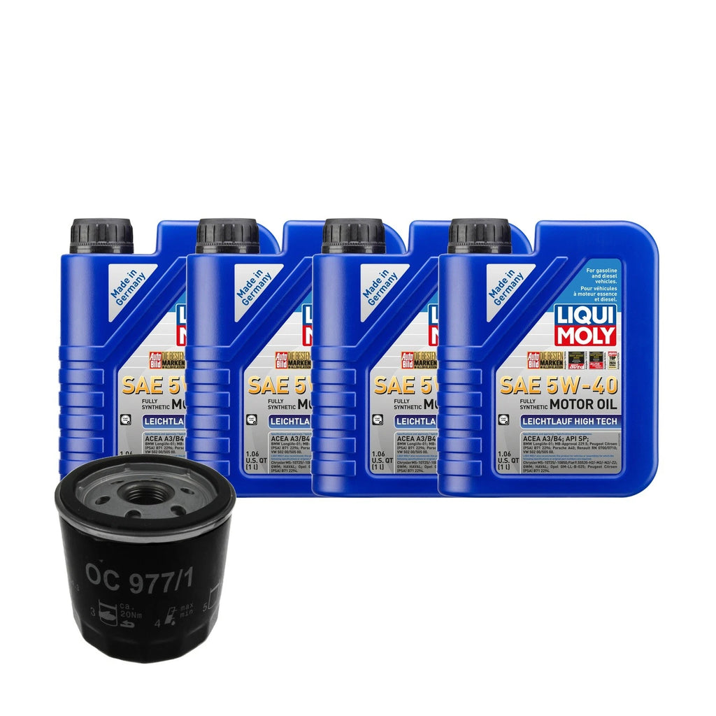 Set of 4 Liqui Moly Leichtlauf High Tech 5W-40 Oil Change Kit for Audi L4 1.4L (2010–2015)