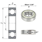 6308ZZ Deep Groove Ball Bearing for Scooter Skateboard Wheel (40x90x23mm)