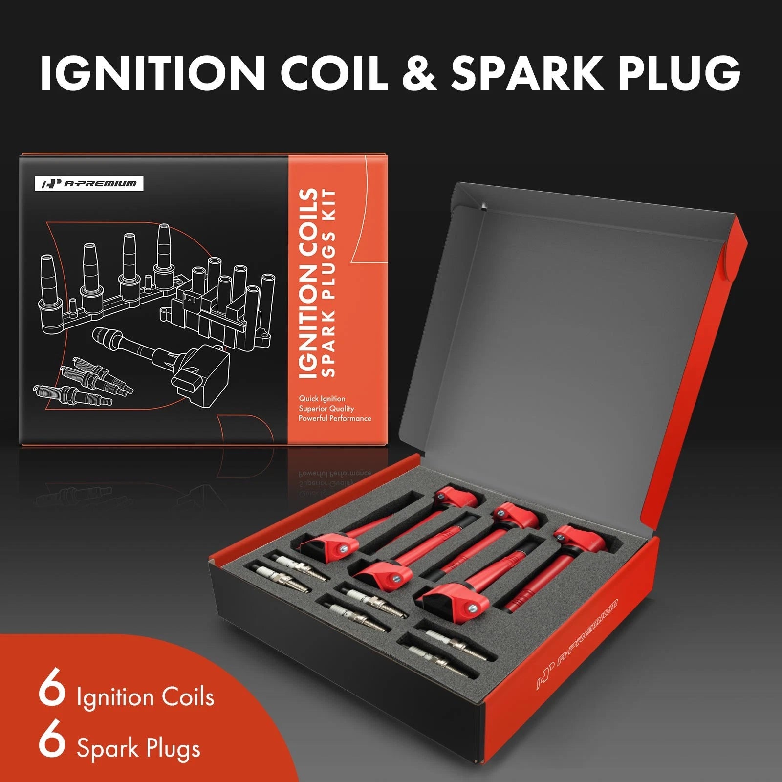 Set of 6 Ignition Coils & 6 Iridium Spark Plugs for Honda Accord (2013–2017)