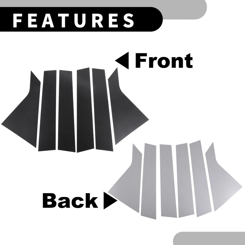 6pcs Window Trim Cover for Chevrolet Impala (2014–2020) Black Carbon Fiber