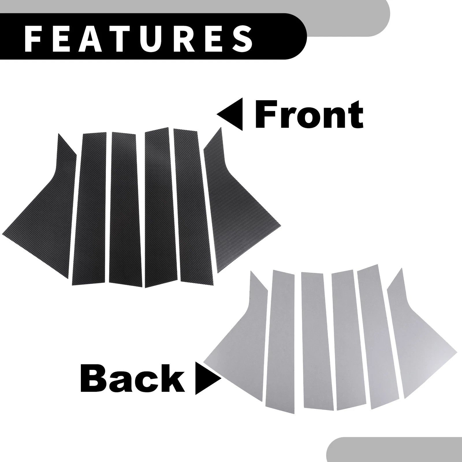 6pcs Window Trim Cover for Chevrolet Impala (2014–2020) Black Carbon Fiber