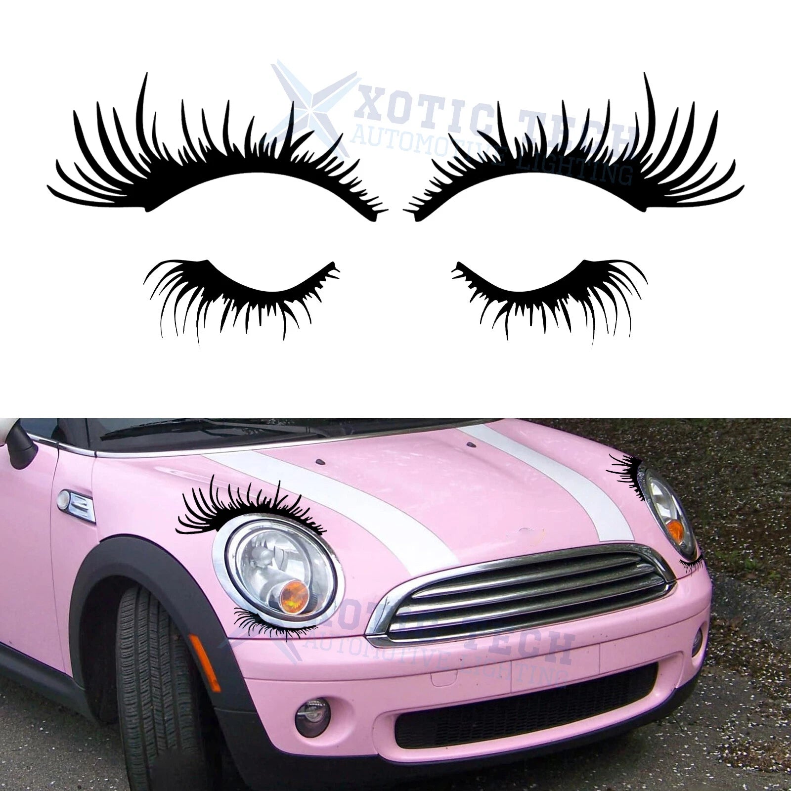 Black Eyelashes Decoration Decal for Pair Car Headlight Fog Light (2020–2026)