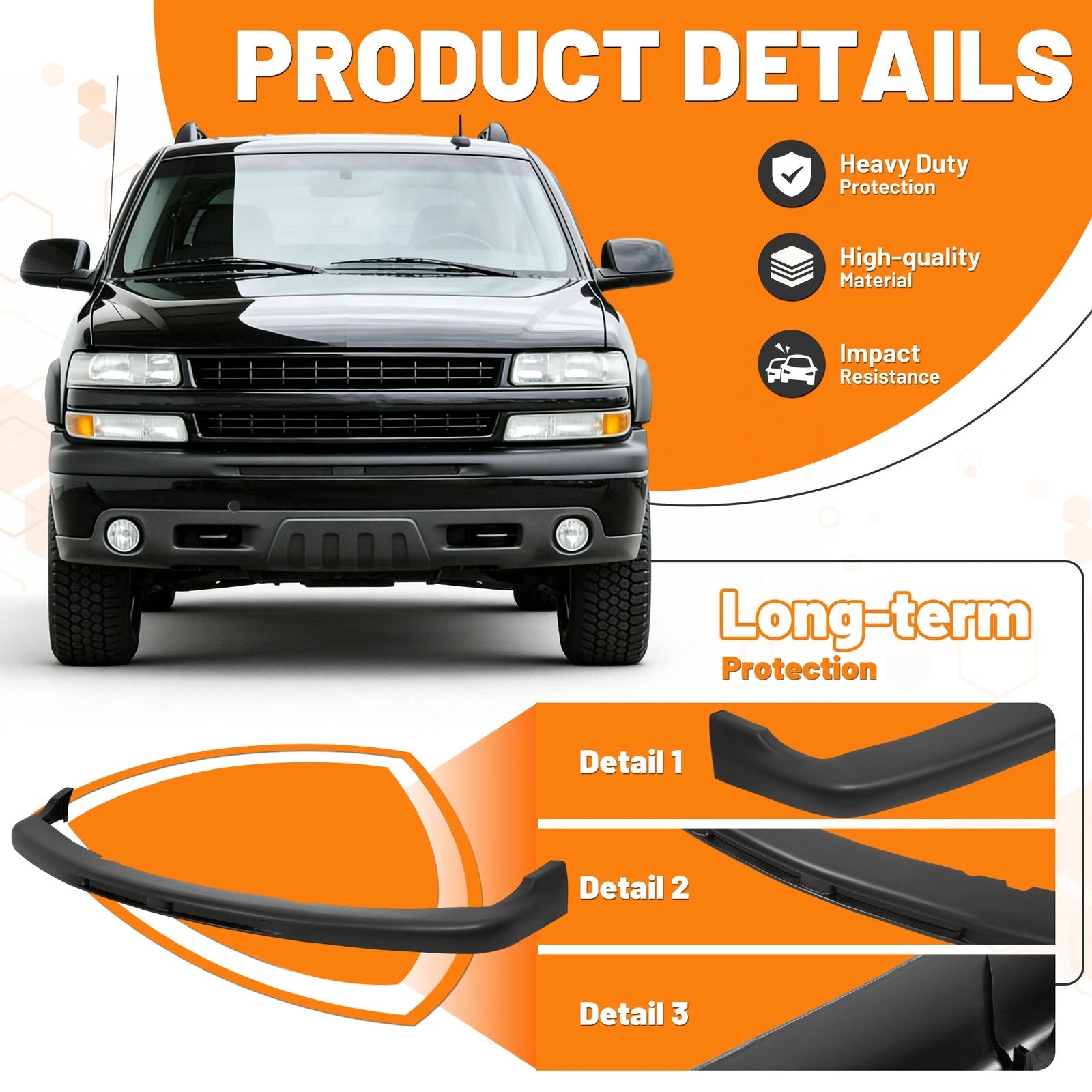 Front Upper Bumper Cover for Chevrolet Silverado 1999–2002, Suburban Tahoe 2000–2006