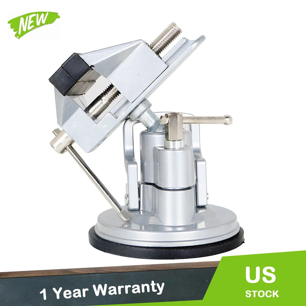 360-Degree Rotating Vacuum Base Vise 3.15 Inch Steel & Die Cast