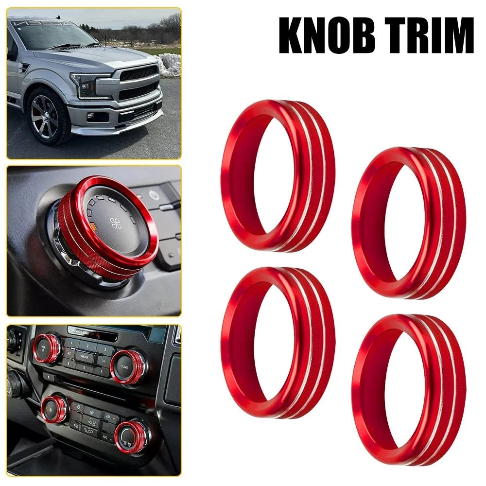 Silver Air Conditioner Switch Knob Ring Cover Trim for Ford F150 (2015–2021)