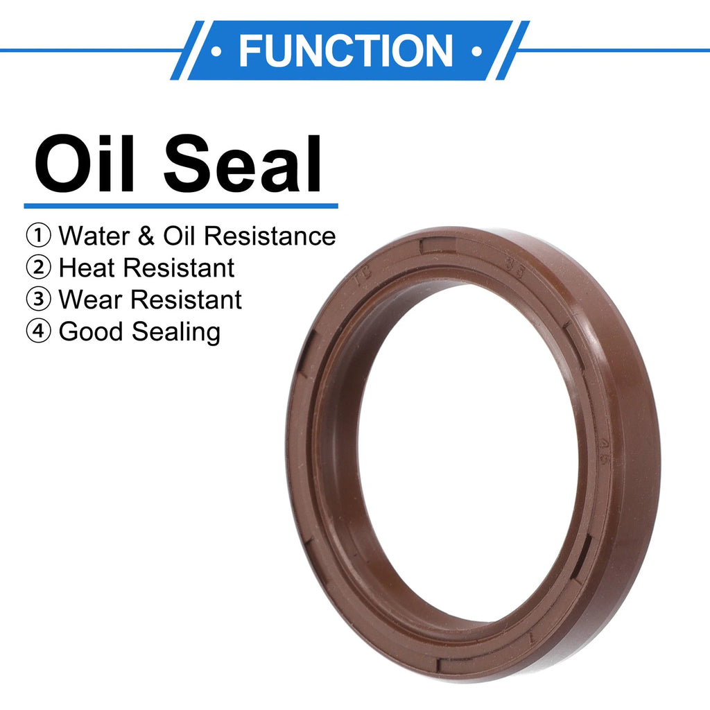 2X Oil Seal Rotary Shaft Seal for Various Models (35x45x7mm) FKM Rubber