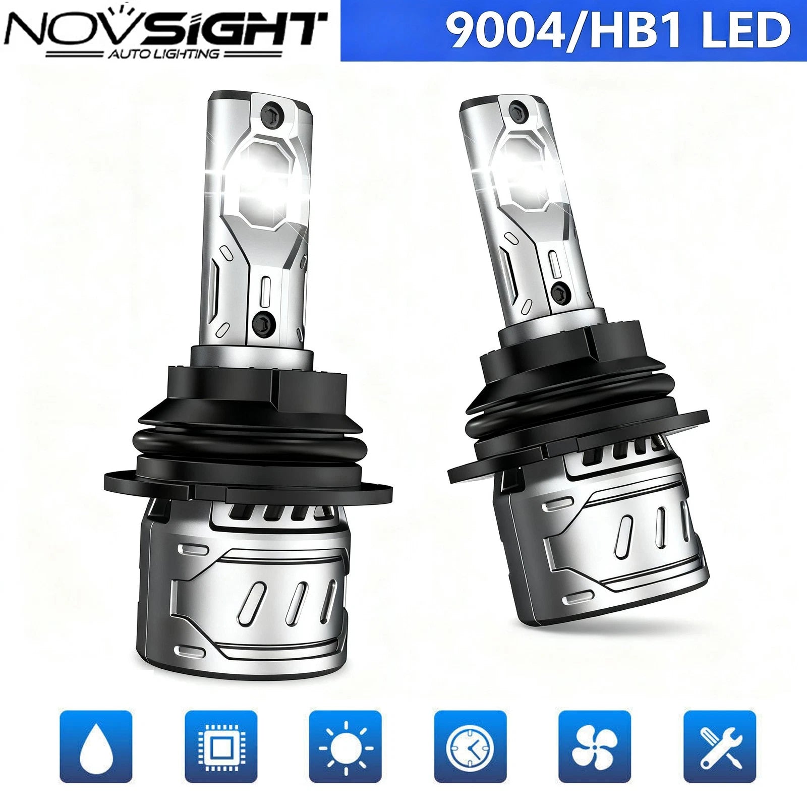 2X 9004 HB1 LED Headlight Bulbs for 6500K Super Bright