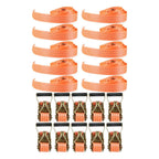 Set of 10 Heavy Duty 1.5" x 15' Ratchet Straps with J Hook