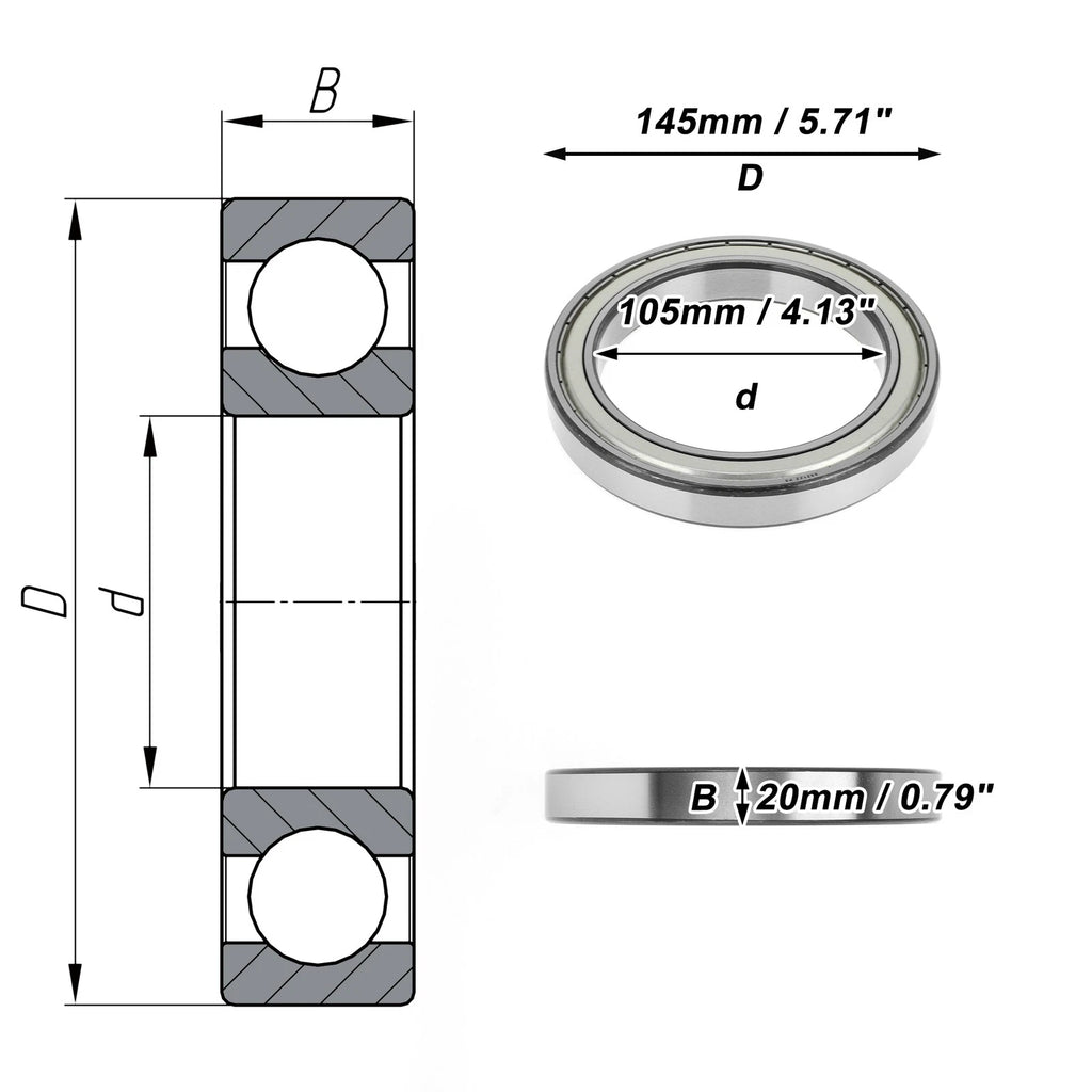 Deep Groove Ball Bearing 105x145x20mm for Scooter/Skateboard (P5)