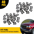40pcs Windshield & Rear Window Trim Clips for Ford (1964–1993)