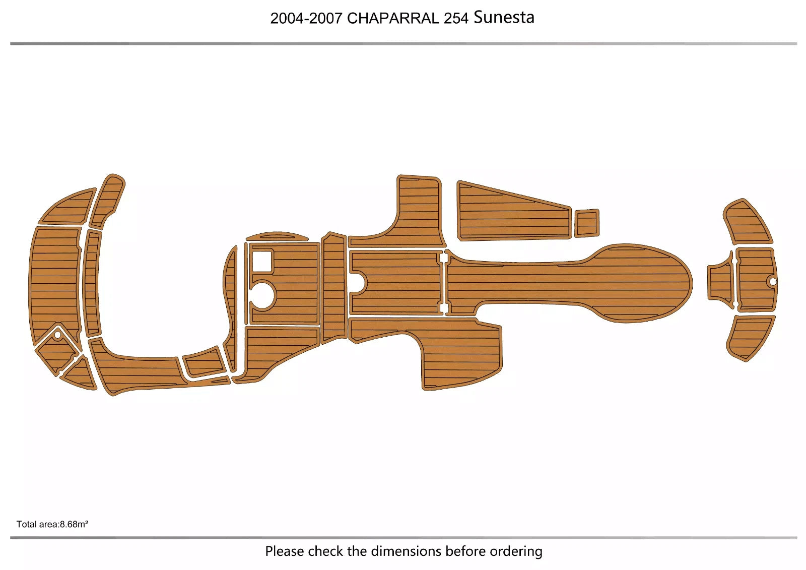 EVA Pads for Chaparral 254 Sunesta (2005) Teak Deck Cockpit Swim Platform