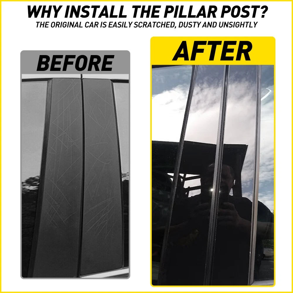 Set of 6 Black Pillar Post Door Trim Covers for Nissan Titan Crew Cab (2004–2015)
