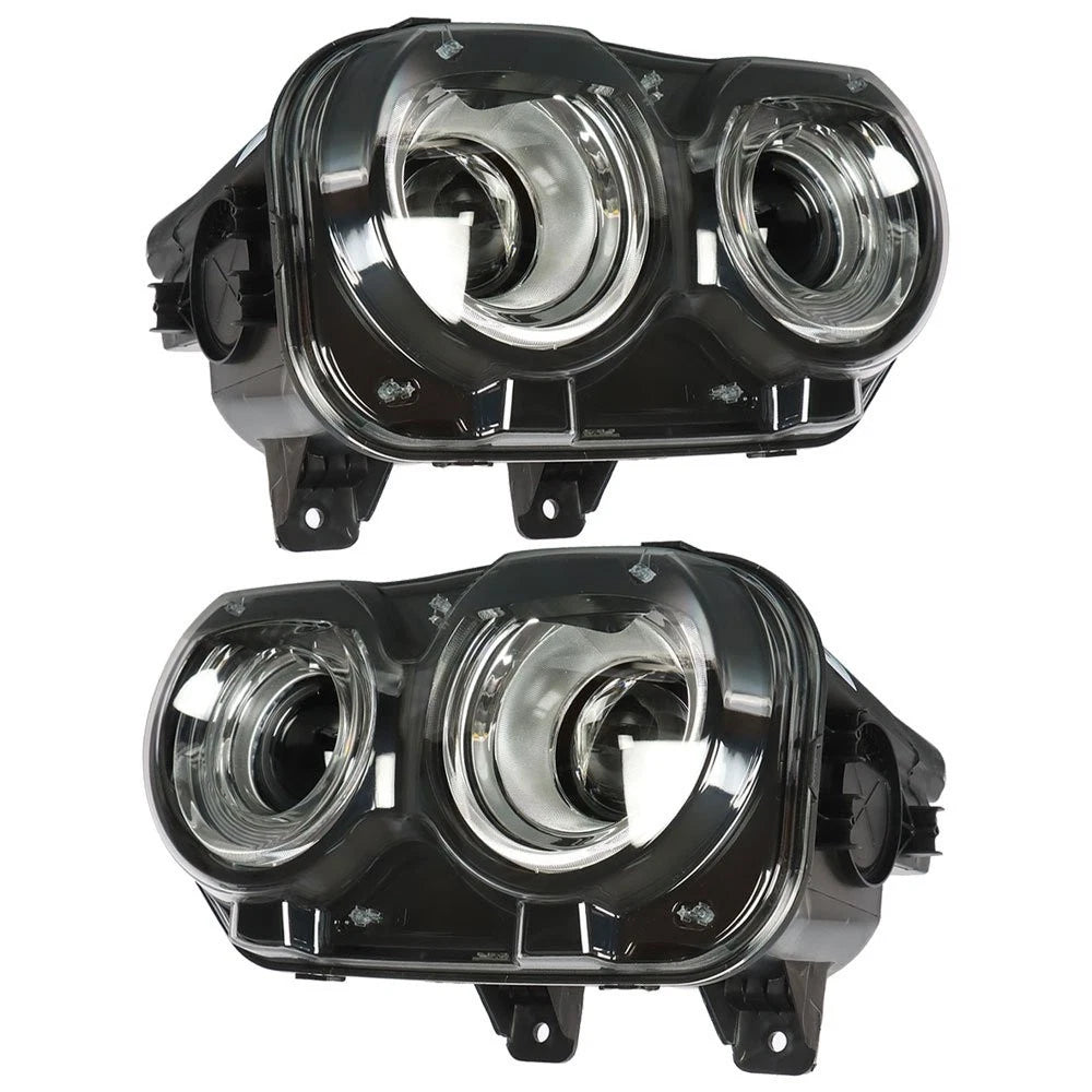 Set of 2 Black Halogen Headlights for Dodge Challenger (2015â2018)