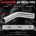 45 Degrees Bend Pipe for Intercooler (3.0" OD, 9-Gauge Aluminum)
