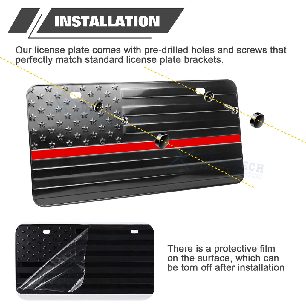 American Flag Front License Plate Valve Stem Cap Cover for Universal (-)