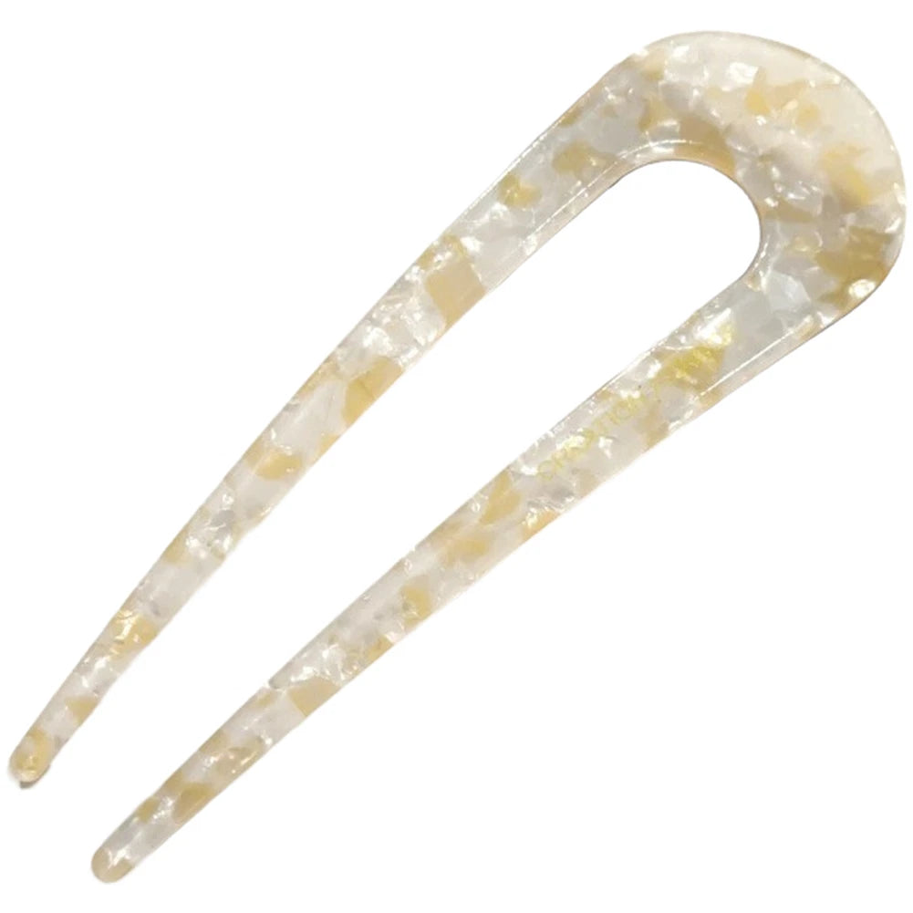 U Shaped Acrylic Hair Fork for Women (Korean Floral Retro)