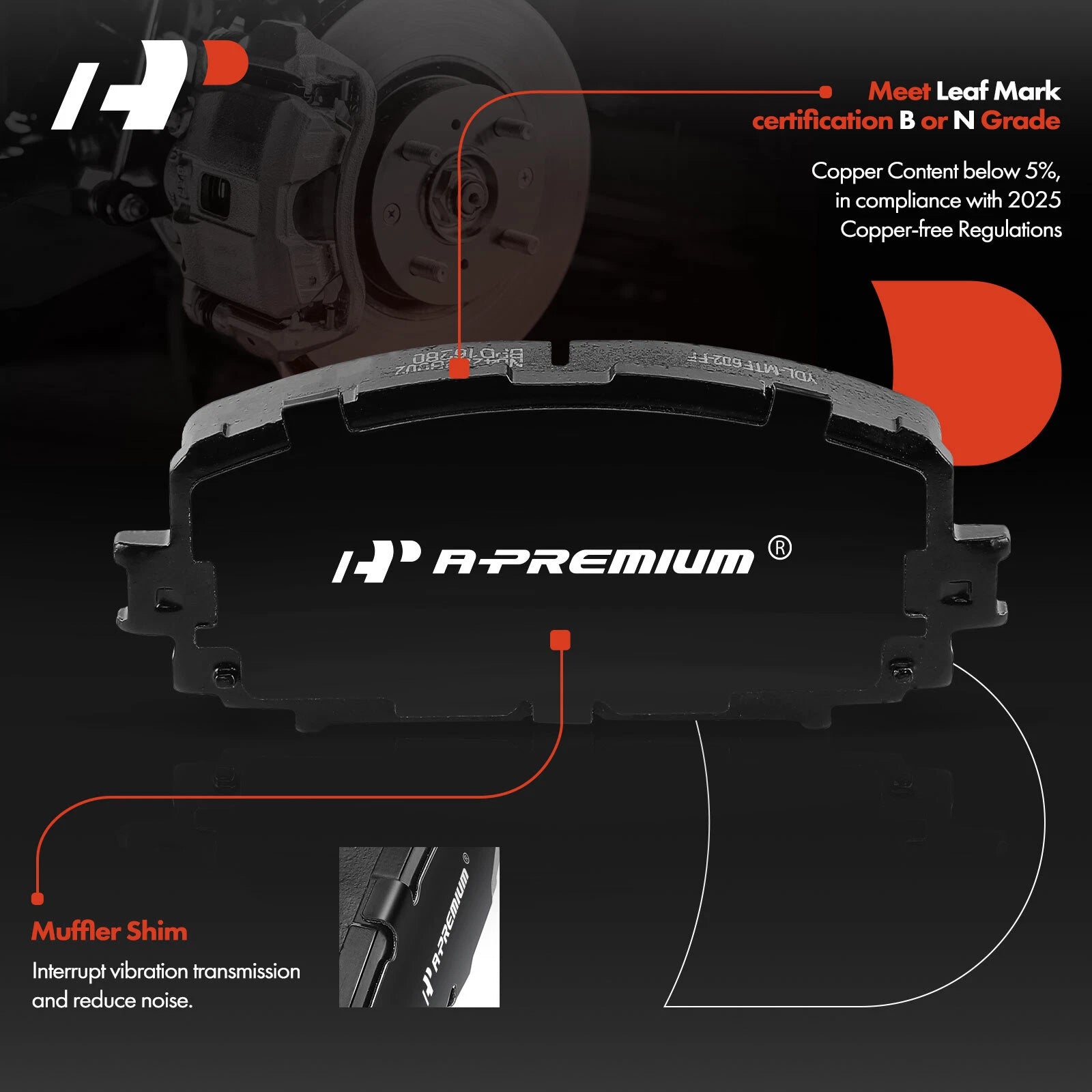 Front Side Ceramic Brake Pad for Toyota Yaris SE (2012-2018)