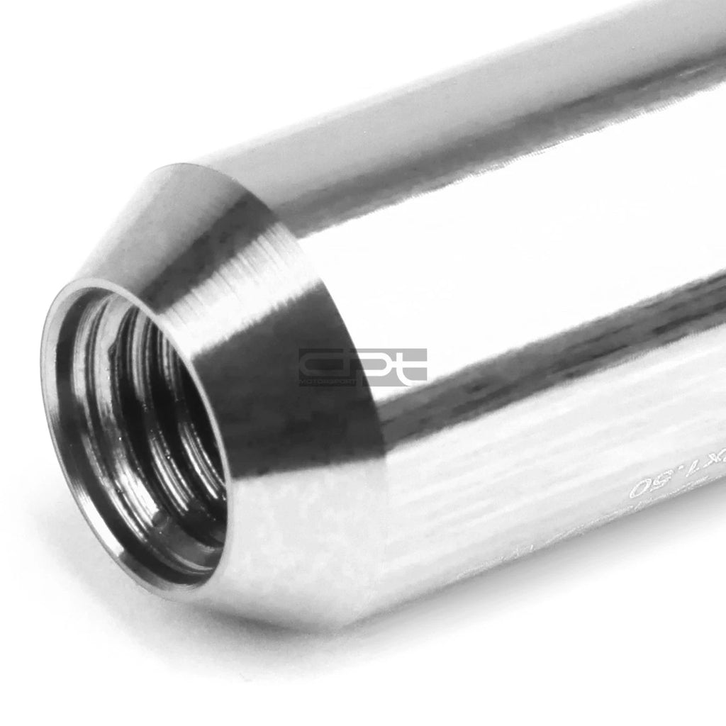 Open-End Aluminum Silver Lug Nuts Set of 4 + Adapter M12x1.5 20mm OD/60mm Tall