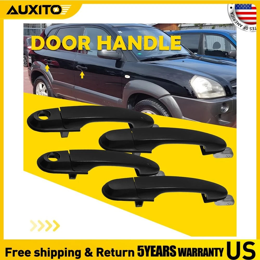 Set of 4 Exterior Door Handles for Hyundai Tucson (2005–2009) Black