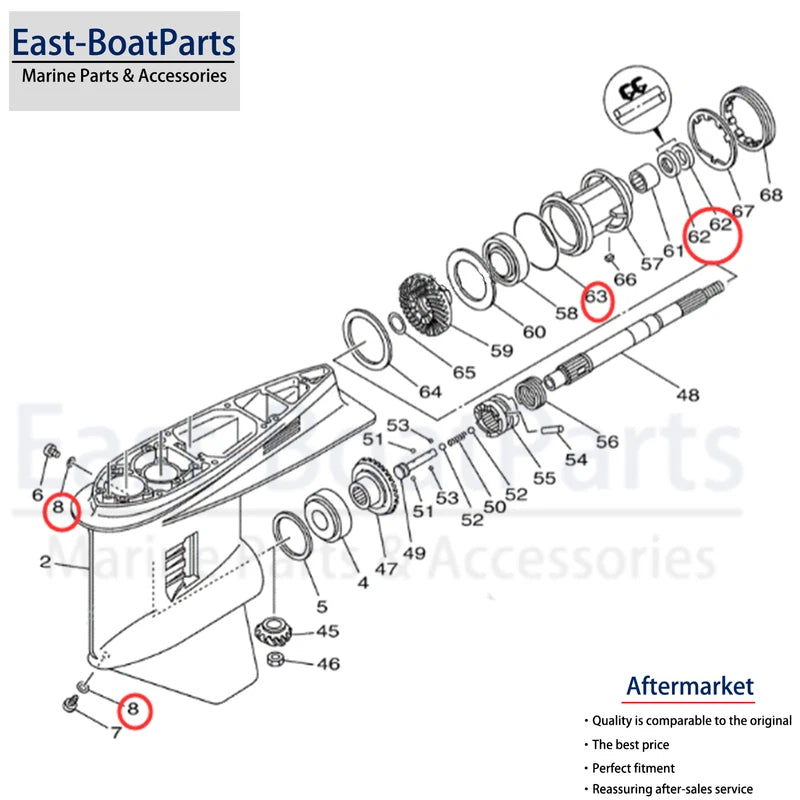 Propeller Shaft Seal Kit for Yamaha Outboard (93210-97M55, 932-1097M-55)