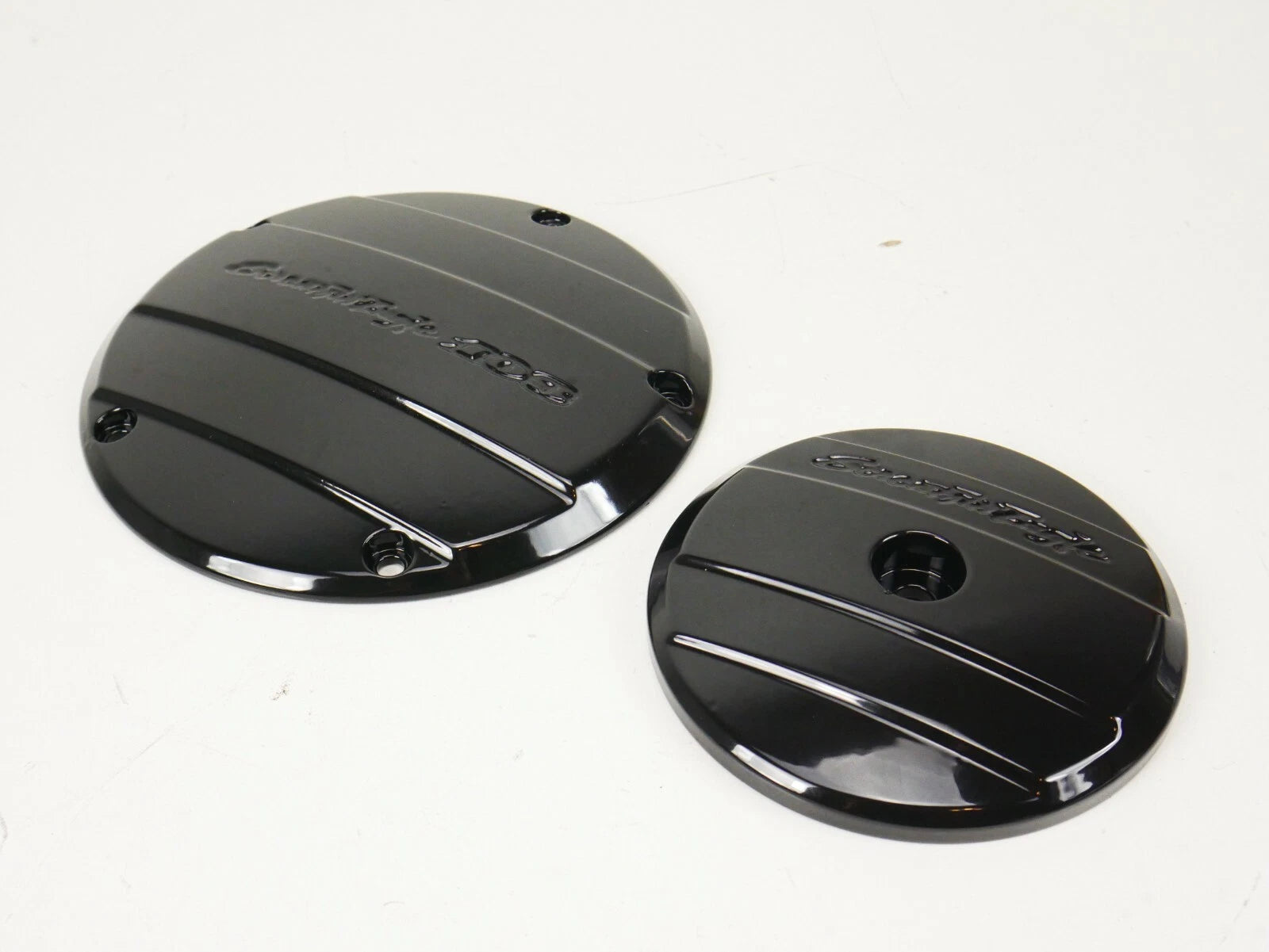 Gloss Black Derby & Air Cover for Harley CVO Softail Dyna Road King Electra Glide
