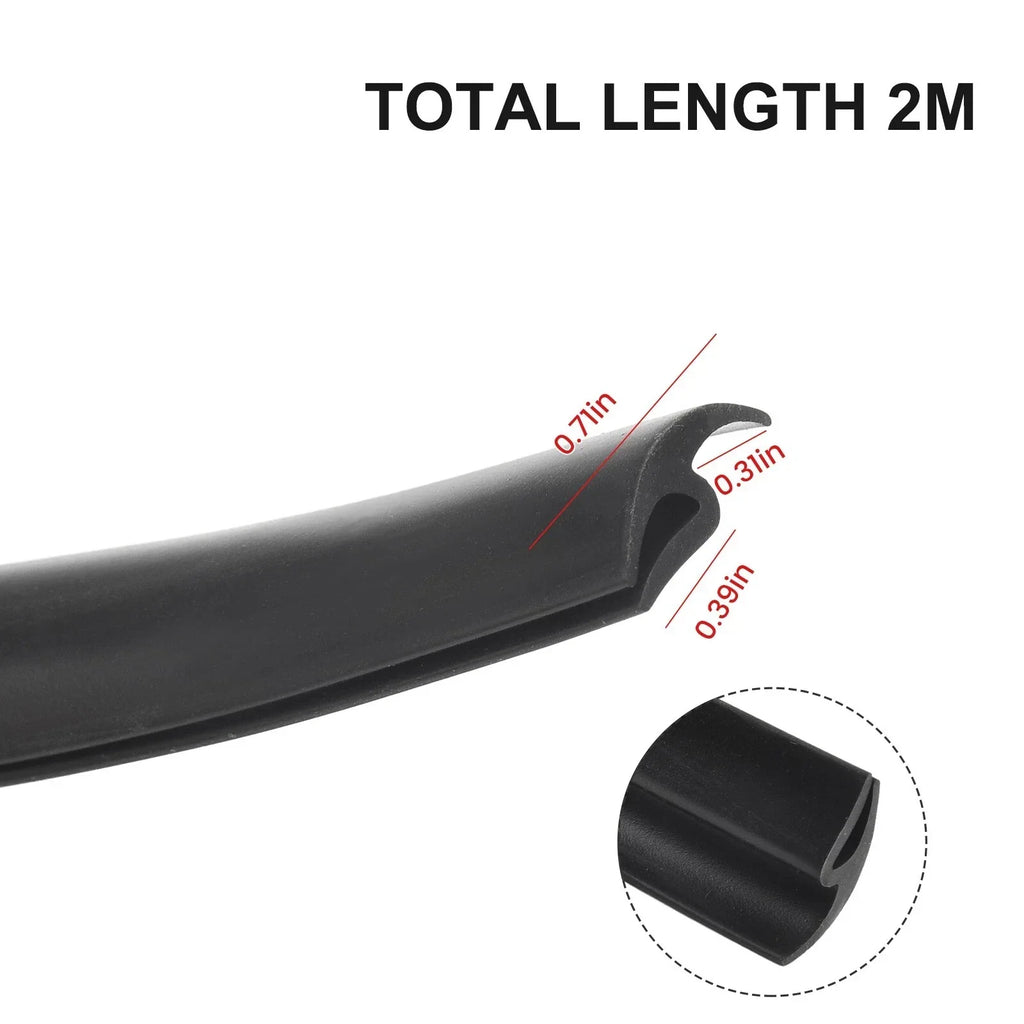 Seal Strip Trim 2m for Car Front-Windshield Sunroof Weatherstrip Rubber Black