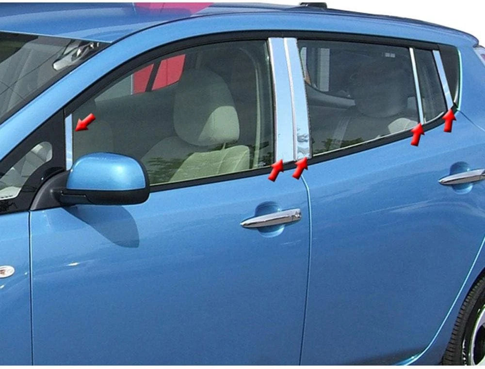10pc. Luxury FX Stainless Steel Pillar Post Trim for 2011-2017 Nissan Leaf