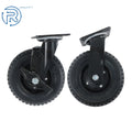 2Pcs 8" Rubber Swivel Casters for Heavy-Duty Use (1 Side Brake, 1 Rotation)