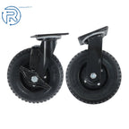 2Pcs 8" Rubber Swivel Casters for Heavy-Duty Use (1 Side Brake, 1 Rotation)