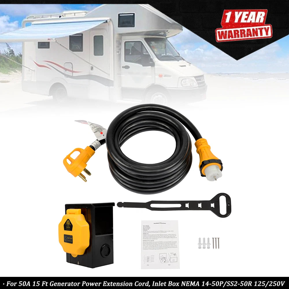 15 Ft Generator Power Extension Cord for Generator
