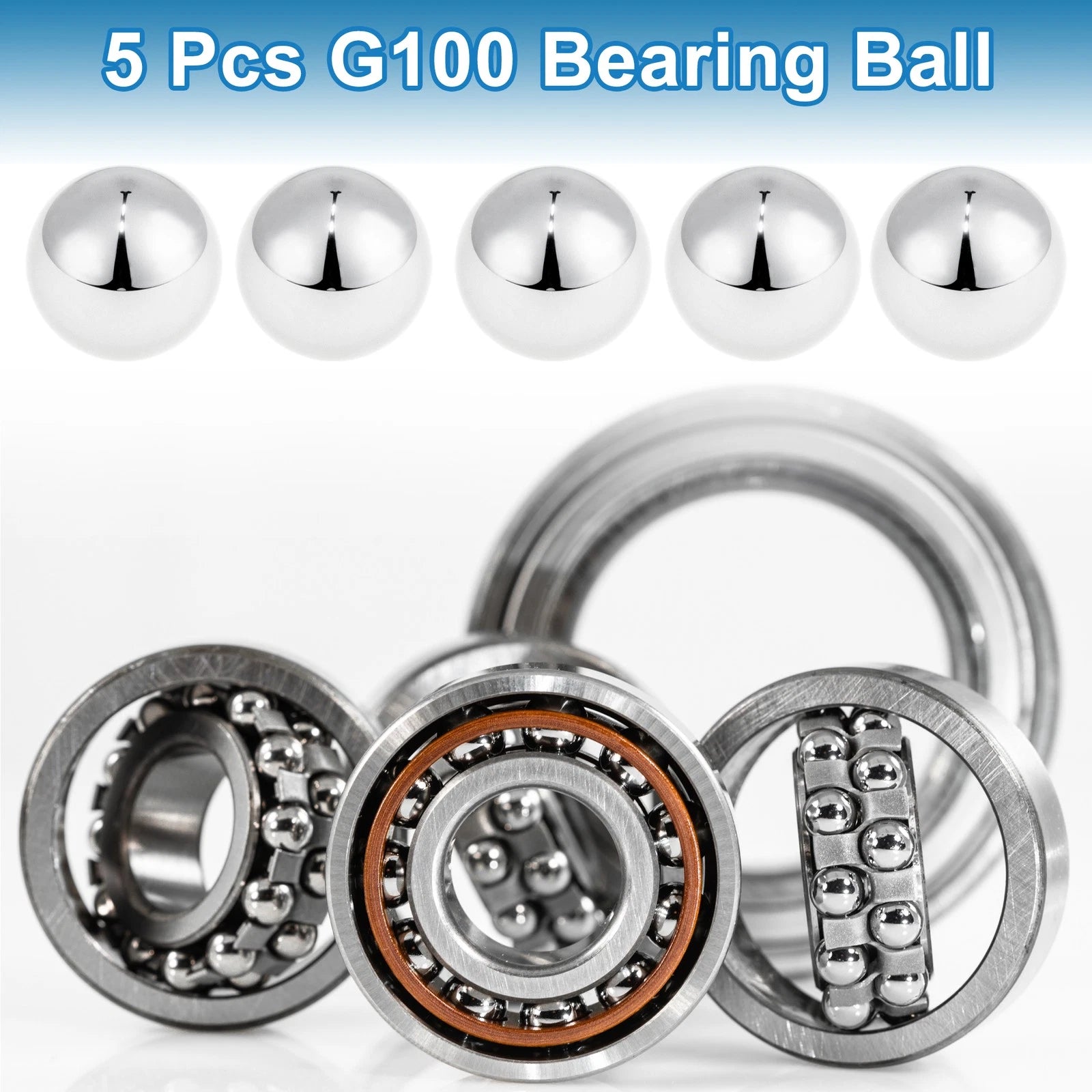 Set of 5 Precision 20.0mm Steel Ball Bearings G100