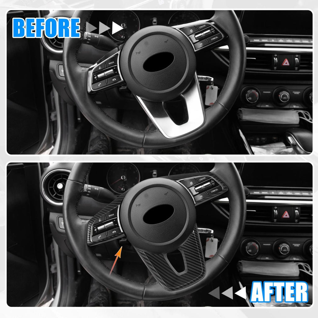 2pcs Carbon Fiber Steering Wheel Cover Trim for Kia 
